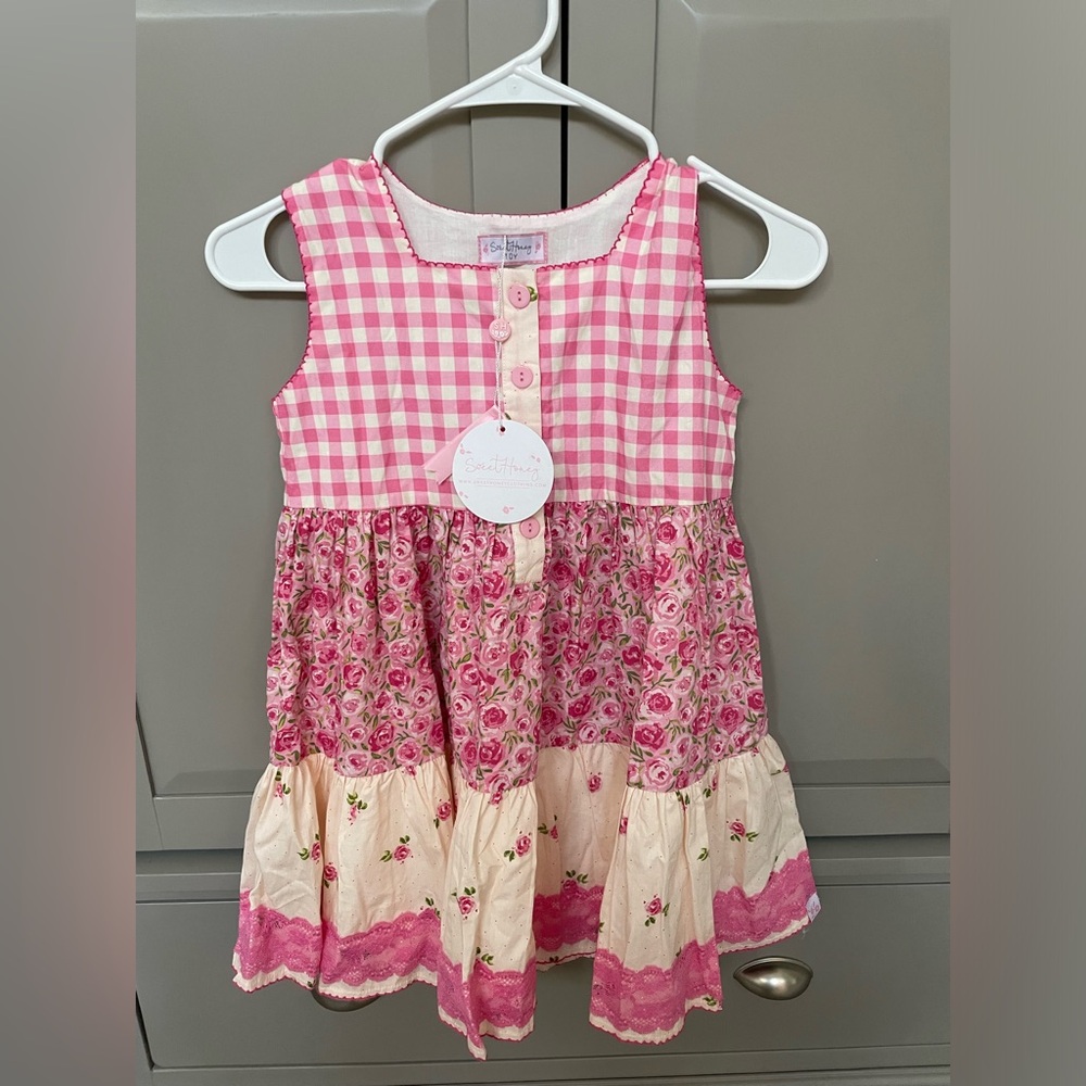 Pink and Cream Floral Kids Dress